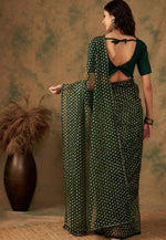 Angelic Green Color Net Fabric Casual Saree