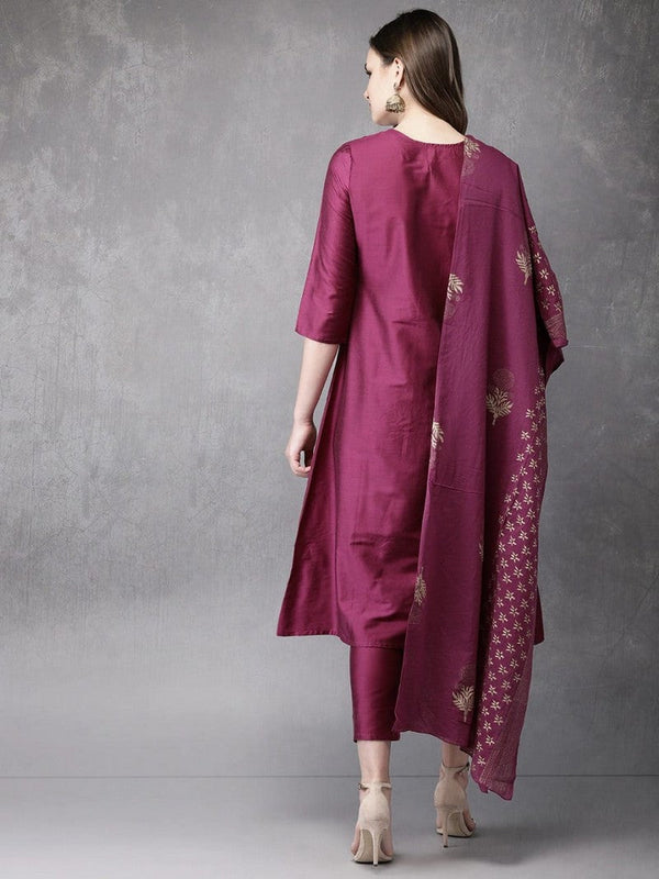Amazing Wine Color Cotton Fabric Casual Suit