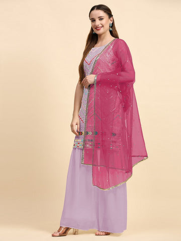 Lovely Purple Color Georgette Fabric Sharara Suit