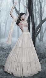 Striking Grey Color Art Silk Fabric Party Wear Lehenga