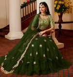 Dazzling Green Color Net Fabric Party Wear Lehenga
