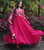 Pleasing Pink Color Blooming Fabric Gown