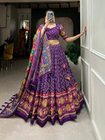 Captivating Purple Color Tussar Fabric Designer Lehenga