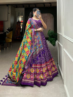 Captivating Purple Color Tussar Fabric Designer Lehenga