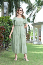 Pleasing Green Color Georgette Fabric Indowestern