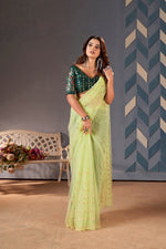 Ideal Green Color Net Fabric Casual Saree