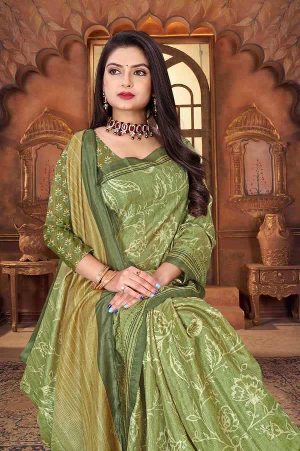 Classy Green Color Art Silk Fabric Casual Saree