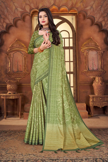 Classy Green Color Art Silk Fabric Casual Saree