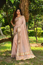 Magnificent Pink Color Linen Fabric Casual Saree