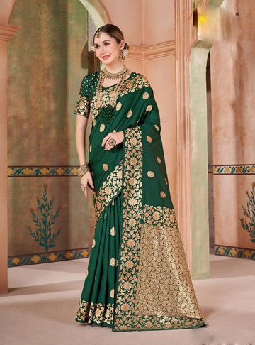 Angelic Green Color Silk Fabric Casual Saree