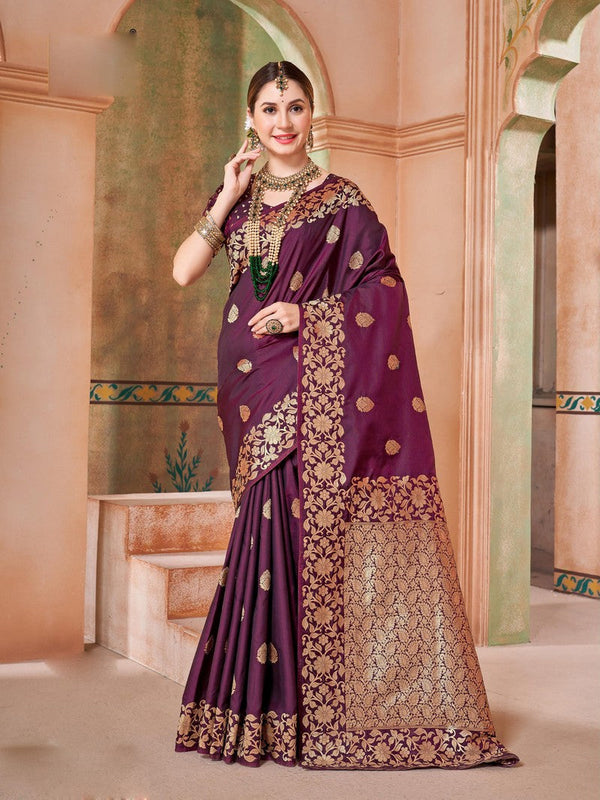 Angelic Purple Color Silk Fabric Casual Saree