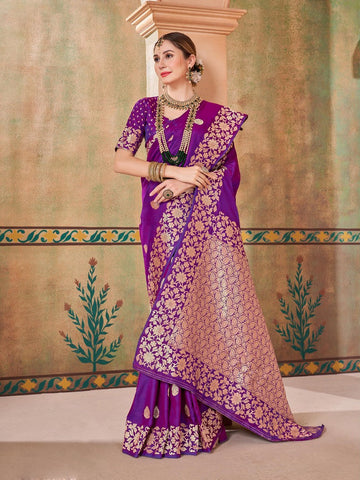Angelic Purple Color Silk Fabric Casual Saree