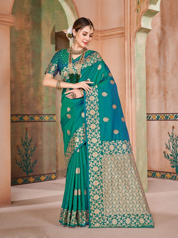 Angelic Turquoise Color Silk Fabric Casual Saree