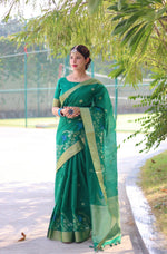 Lovely Green Color Cotton Fabric Casual Saree