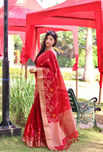 Lovely Red Color Cotton Fabric Casual Saree