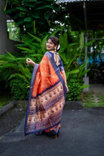 Lovely Orange Color Silk Fabric Casual Saree