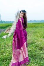 Lovely Purple Color Cotton Fabric Casual Saree