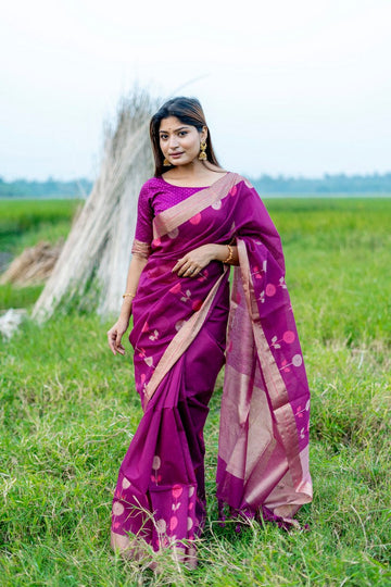 Lovely Purple Color Cotton Fabric Casual Saree