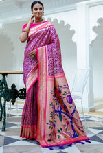 Lovely Purple Color Silk Fabric Partywear Saree