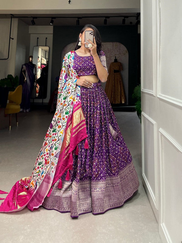 Captivating Purple Color Silk Fabric Designer Lehenga