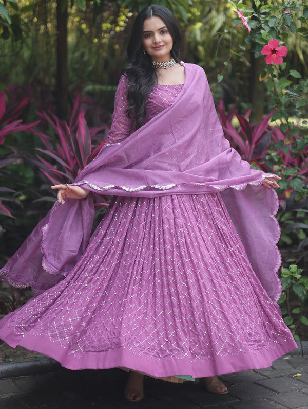 Dazzling Purple Color Georgette Fabric Gown