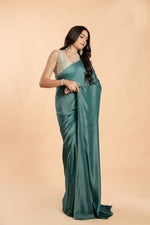 Stunning Teal Color Silk Fabric Casual Saree