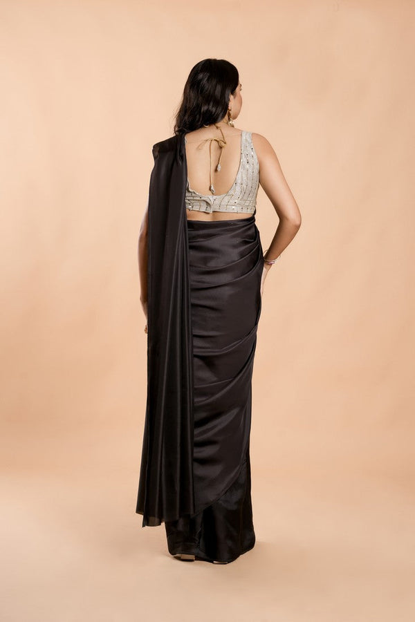 Stunning Black Color Silk Fabric Casual Saree