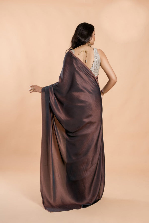 Stunning Wine Color Silk Fabric Casual Saree