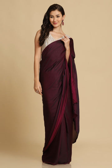Dazzling Wine Color Silk Fabric Casual Saree