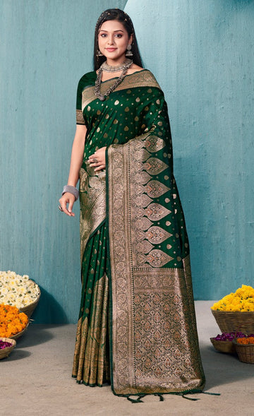 Beauteous Green Color Banarasi Fabric Casual Saree