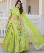 Amazing Green Color Viscose Fabric Party Wear Lehenga