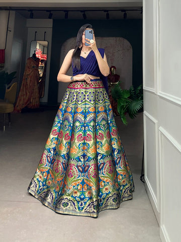 Captivating Multi Color Banarasi Fabric Designer Lehenga