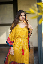 Amazing Yellow Color Silk Fabric Kaftan