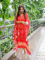 Pretty Red Color Silk Fabric Kaftan