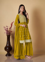 Divine Yellow Color Georgette Fabric Sharara Suit