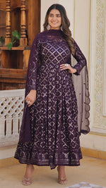 Lovely Voilet Color Georgette Fabric Gown