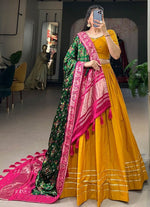 Lovely Mustard Color Cotton Fabric Party Wear Lehenga