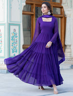 Pretty Purple Color Georgette Fabric Gown