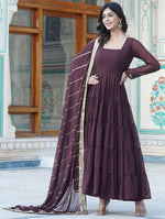 Pretty Brown Color Georgette Fabric Gown