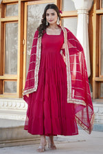 Pretty Magenta Color Georgette Fabric Gown