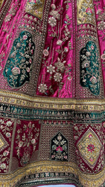 Magnetic Magenta Color Velvet  Fabric Wedding Lehenga