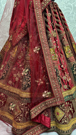 Magnetic Maroon Color Velvet Fabric Wedding Lehenga