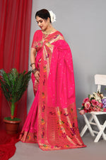 Grand Magenta Color Silk Fabric Partywear Saree