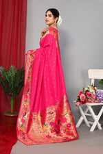 Grand Magenta Color Silk Fabric Partywear Saree